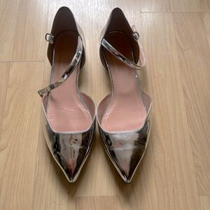Jcrew silver ankle strap flats- size 9